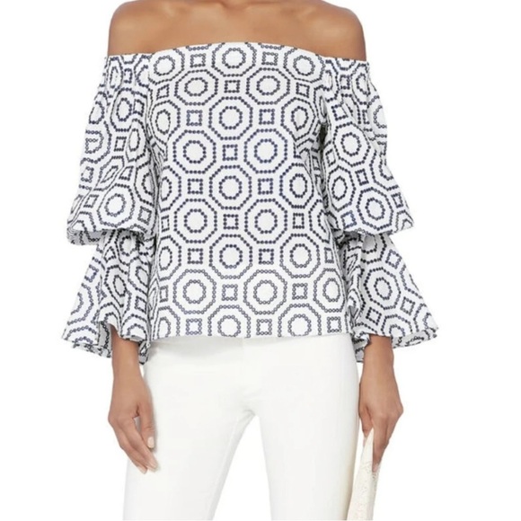 Alexis Tops - ALEXIS Micael Off Shoulder Bell Sleeve Eyelet Top Small Summer Luxury